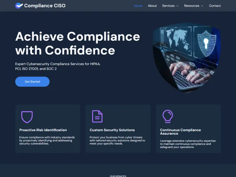 A screenshot of the Compliance CISO project website