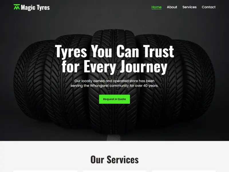 A screenshot of the Magic Tyres project website